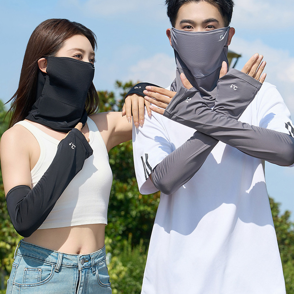 남성 여성 여름 아웃도어 스포츠 쿨링 통풍 마스크 팔토시 세트 - 상품 이미지