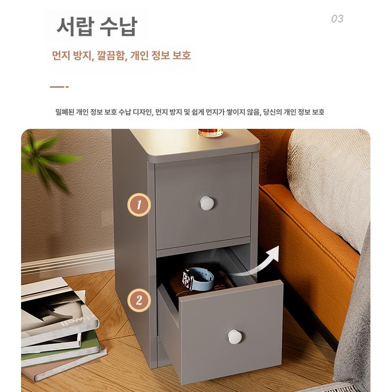 초미니 협탁 사이드테이블 빈티지 원형 옆 소파 보조 이동식 거실협탁 인테리어 우드 서랍 - 상세 이미지 5
