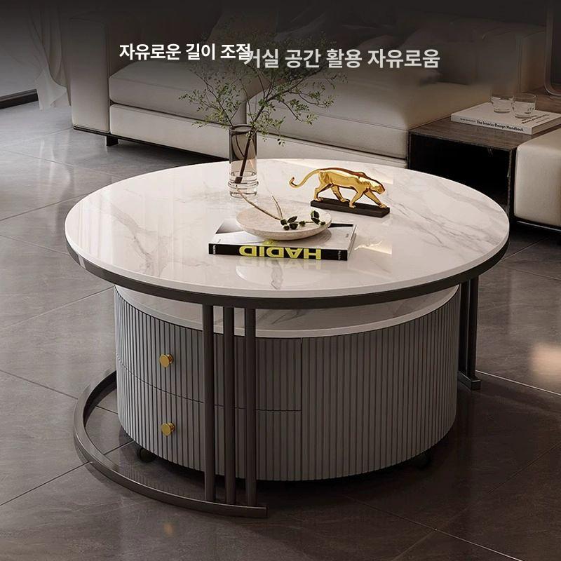 수납 거실테이블 서랍형 북유럽 원목 탁자 모던 인테리어 소파테이블 원형 다기능 센터 - 상세 이미지 5