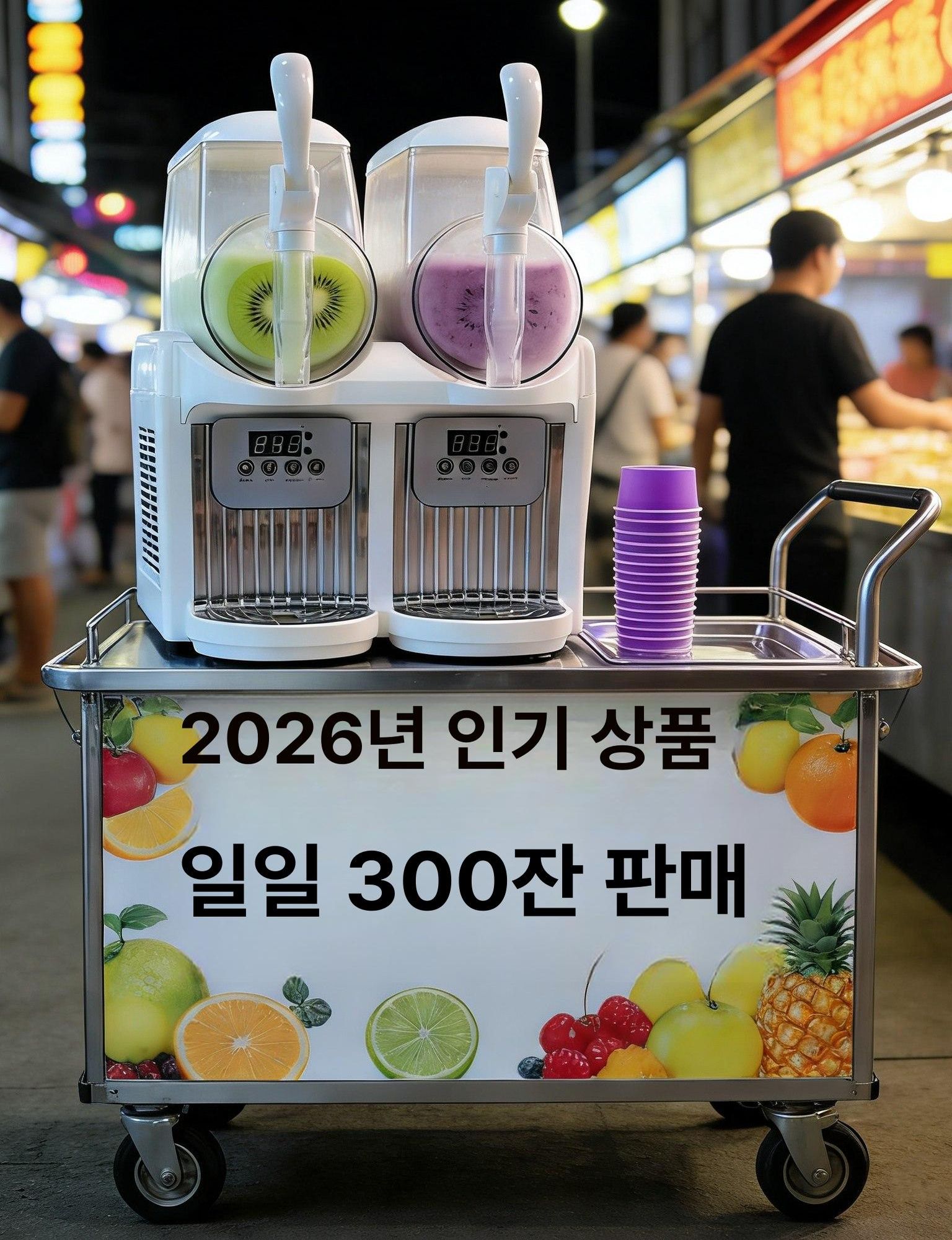 슬러시 기계 식혜 음료 2구 업소용 얼음 음료수 슬러시기계 빙수기 실린더 빙수 - 상세 이미지 2