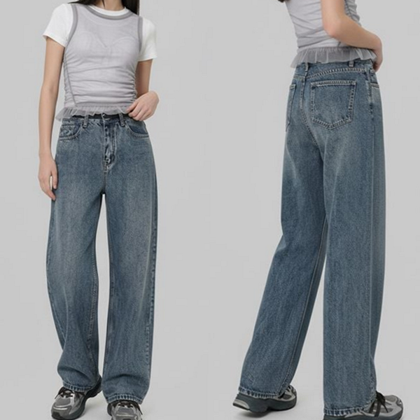 하이 여성 데님 팬츠 벌룬 여성 와이드 청바지 - 상품 이미지
