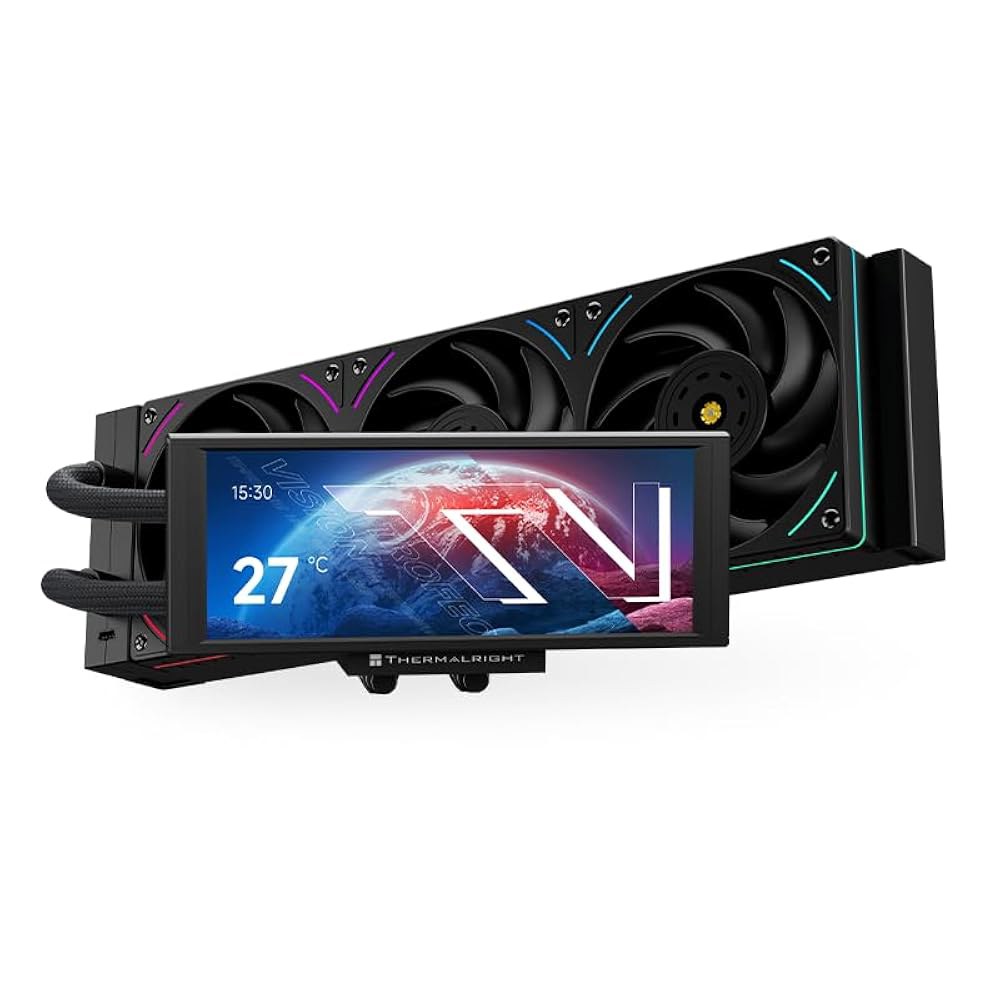 Thermalright Trofeo Vision 360 ARGB 블랙 CPU Aio 쿨러, 수냉식 시스템, 1280x480 해상도의 6.86인치 IPS 롱 스크린, AM4 / AM - 상세 이미지 3