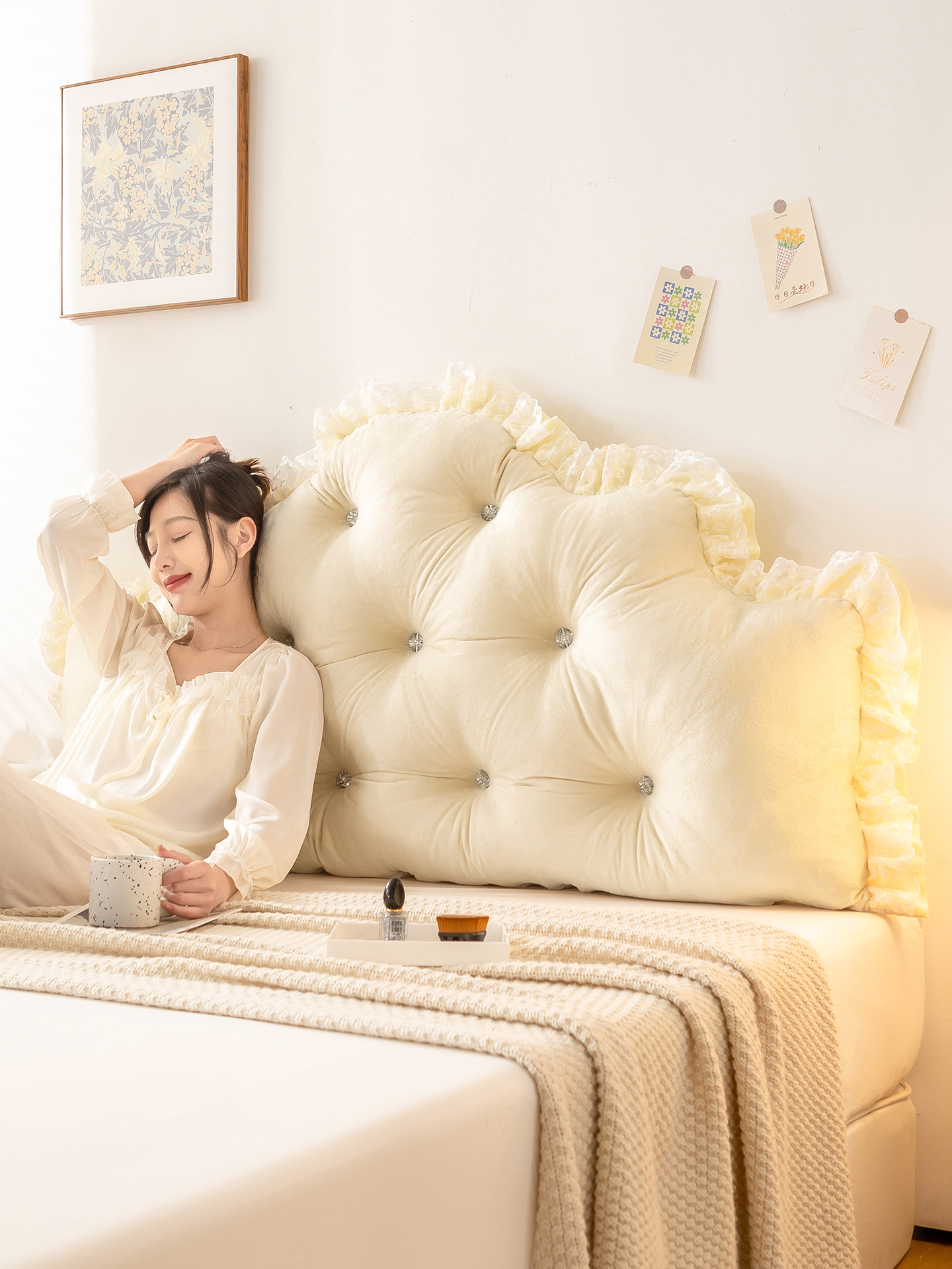 고정 침대헤드 라지킹 호텔 퀸사이즈 베개 헤드보드 가죽 수납 쿠션 템바 - 상세 이미지 4