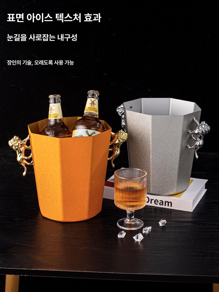 와인 칠러통 샴페인 버킷 홀더 양동이 블랙골드 칠링버킷 바스켓 대형 경사 쿨러 펍 스버킷 - 상세 이미지 3