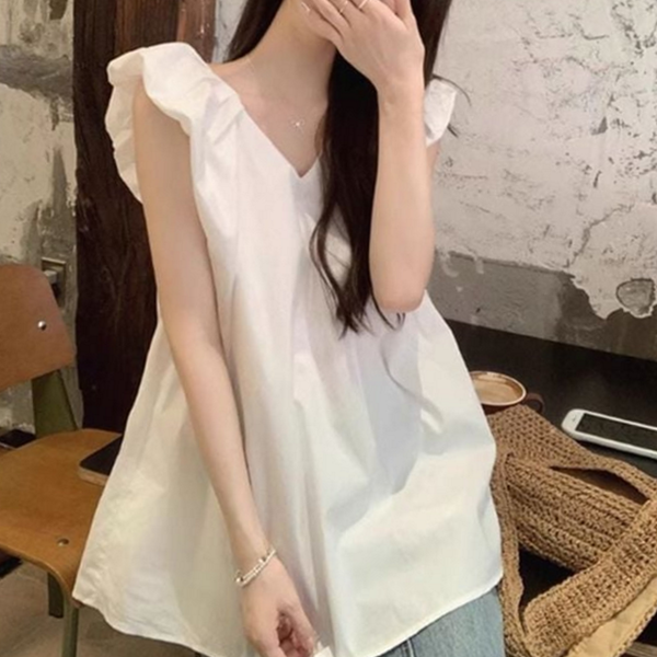 데일리 여름 블라우스 루즈핏 민소매 블라우스 나시 셔츠 - 상품 이미지