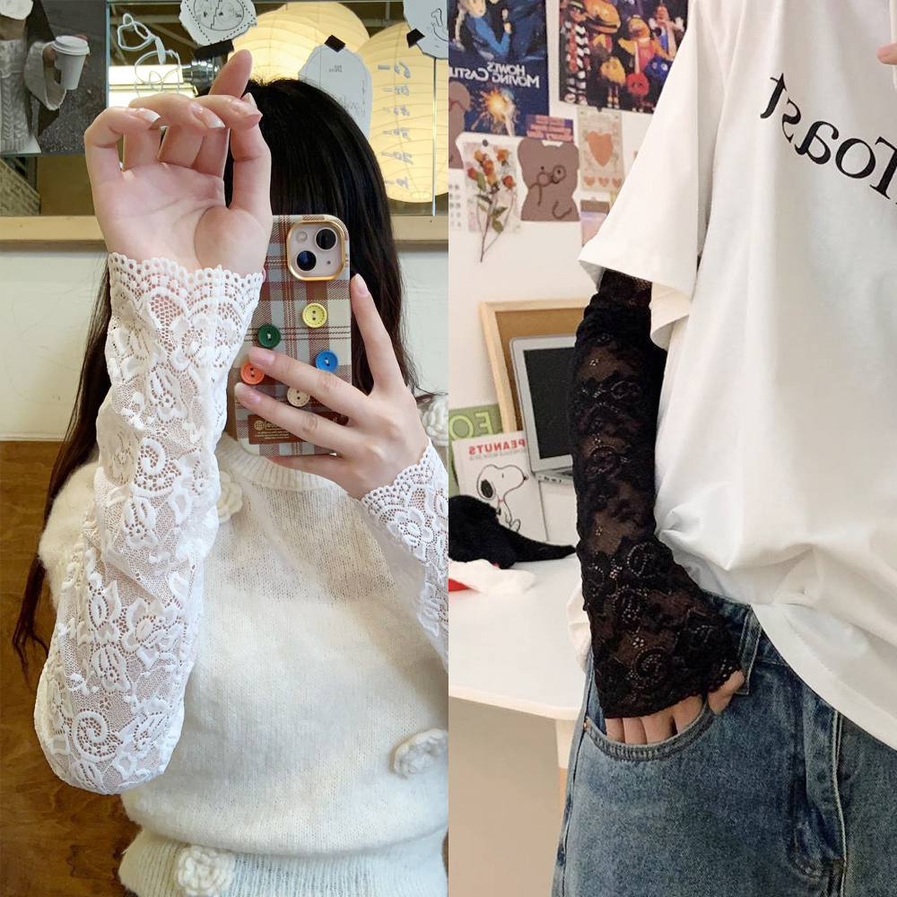 [큰손할인] 레이스슬리브 시스루 시원한 팔토시 쿨토시 골프 여성 레이스장갑 여름 암슬리브 운전장갑 - 상품 이미지