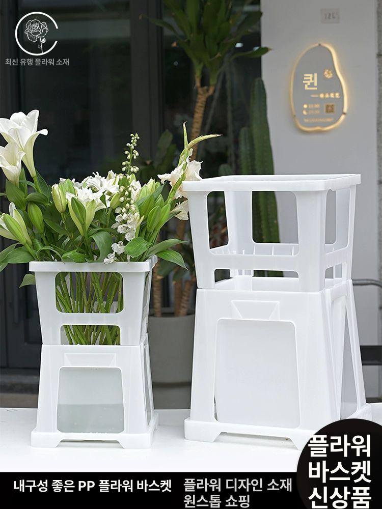 플라스틱 꽃통 사각 플라워샵 꽃시장 용 원예 양동이 진열 투명 물통 빈화분 매장 꽃집 - 상세 이미지 2