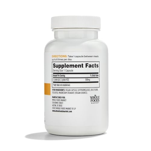 L 라이신 500mg 식물성 캡슐 100정 2팩 365 홀푸드마켓 이미지 6
