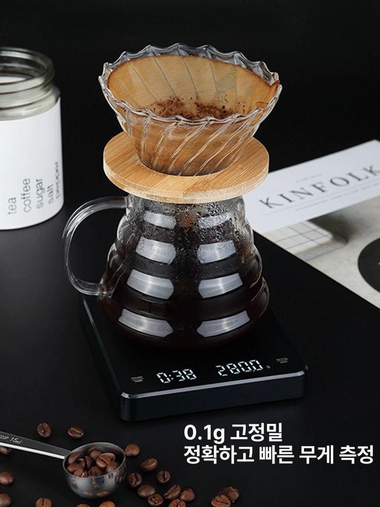 커피 다기능 전자저울 핸드드립 바리스타 타이머 주방저울 전용 블랙 카페 베이킹 - 상세 이미지 3
