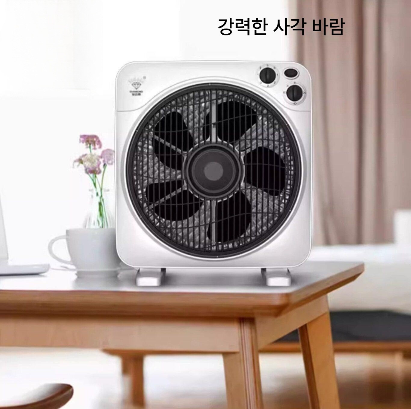 사각 선풍기 스탠드형 대형 강력 바람 저소음 공기순환 가정용높이조절 그레이 10인치 45W - 상품 이미지