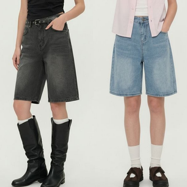 루즈핏 여성 5부 반바지 와이드 5부 반바지 여름 하이 - 상품 이미지
