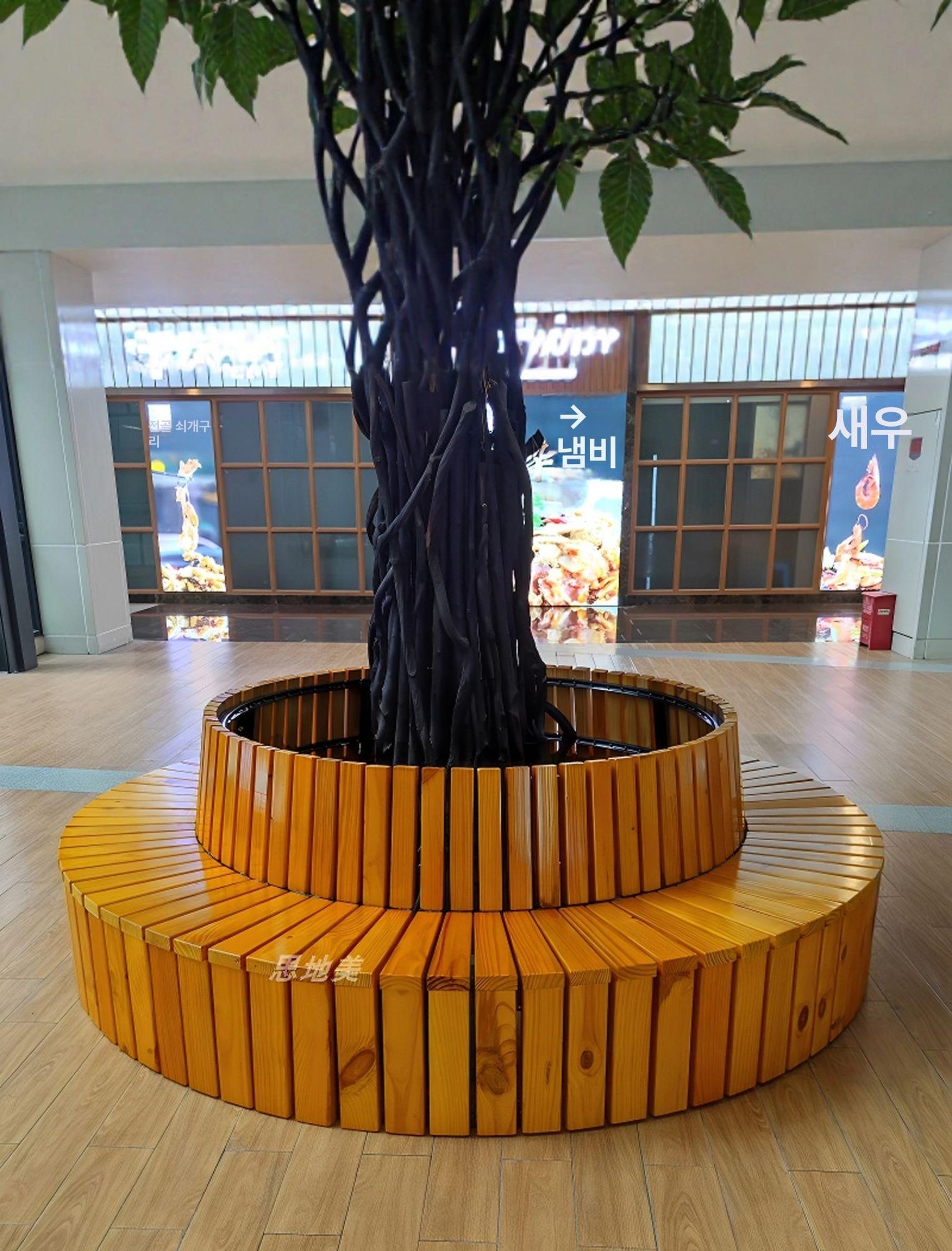 야외나무의자 둘레 학교 공원 원형 가로수 벤치의자 방부목 등산로 나무둘레 벤치 라운드 - 상세 이미지 3