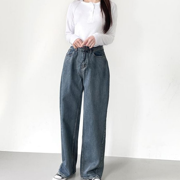 세미 여성 데님 팬츠 와이드 여성 청바지 캐주얼 - 상품 이미지