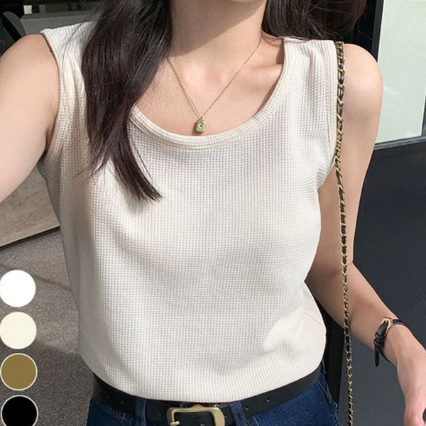 데일리 여성 민소매 티셔츠 라운드 여성 루즈핏 티셔츠 캐주얼 여름 - 상품 이미지