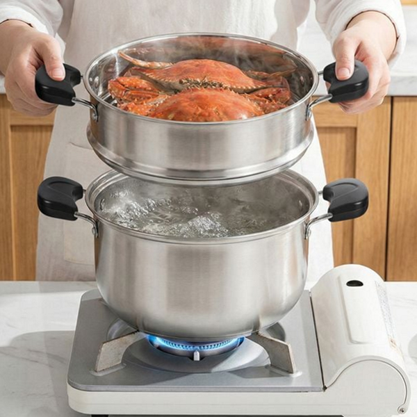 24cm 스텐 찜기 2단 스텐 찜솥 스테인레스 인덕션 - 상품 이미지