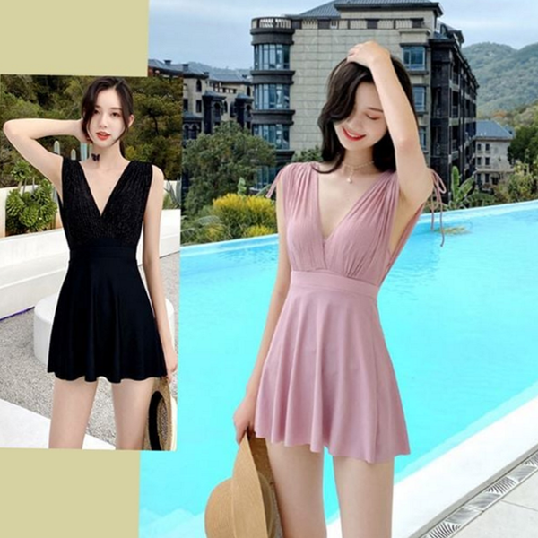 플레어 원피스 수영복 스커트형 체형커버 수영복 휴양지 여름 - 상품 이미지