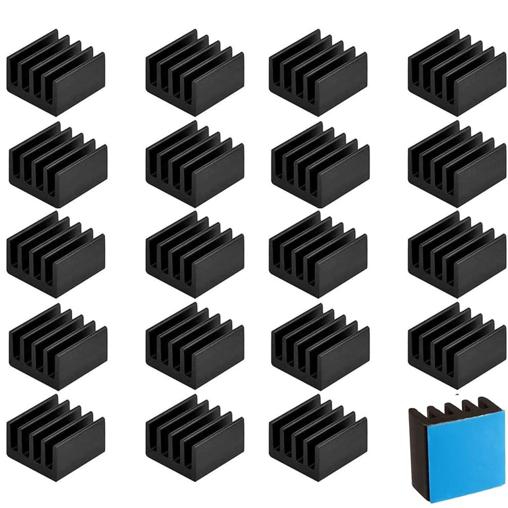 이지카고 20pcs 9mm 소형 미니 히트싱크 키트 9x9x5mm + 3M 8810 열전도 접착 테이프, 냉각용 VRM GPU 스테퍼 드라이버 MOSFET VRam 레귤레이터용 - 상품 이미지