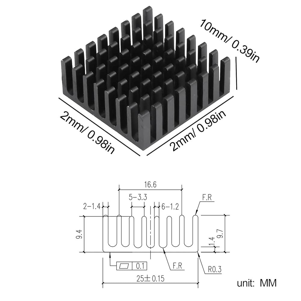 6pcs 소형 알루미늄 히트싱크 25x25x10mm / 0.98x0.98x0.39인치 쿨러 라디에이터(ASUS ROG Ally GPU IC 칩용 열전도 양면 테이프 냉각 기능 포함 - 상세 이미지 2