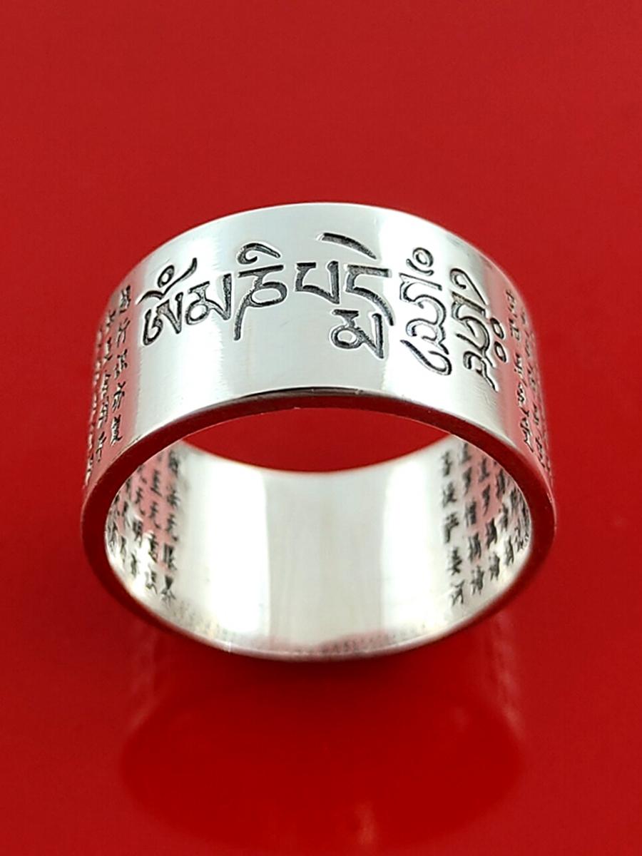 불교 반지 순은 남자 여성 금강저 커플 반야심경 옴마니반메훔 실버 만자 링 - 상세 이미지 2