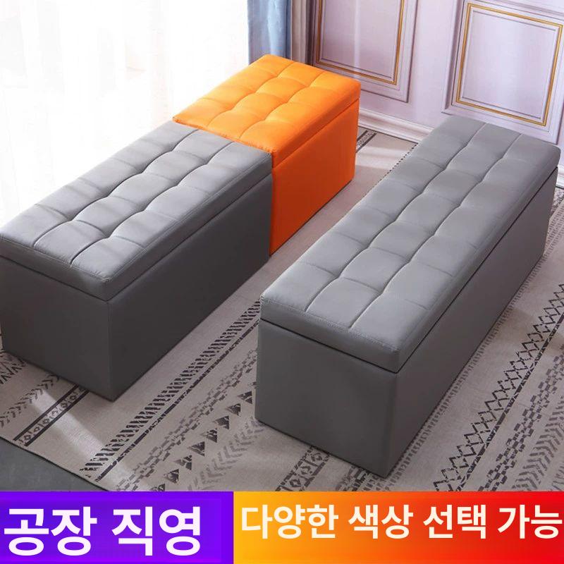 수납스툴 벤치의자 레자 블랙 스툴 긴의자 블랙도톰형가죽 수납형 미용실대기실 수납의자 병원 - 상세 이미지 2