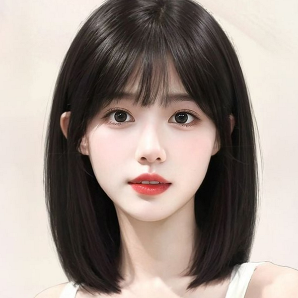 내추럴 여성 인조 모 가발 짧은 단발 - 상품 이미지