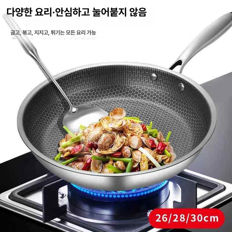 스테인리스 프라이팬 벌집코팅 스테이크 팬 레스토랑 코팅되지 웍 에그팬 붙지 스틸 계란 - 상세 이미지 4