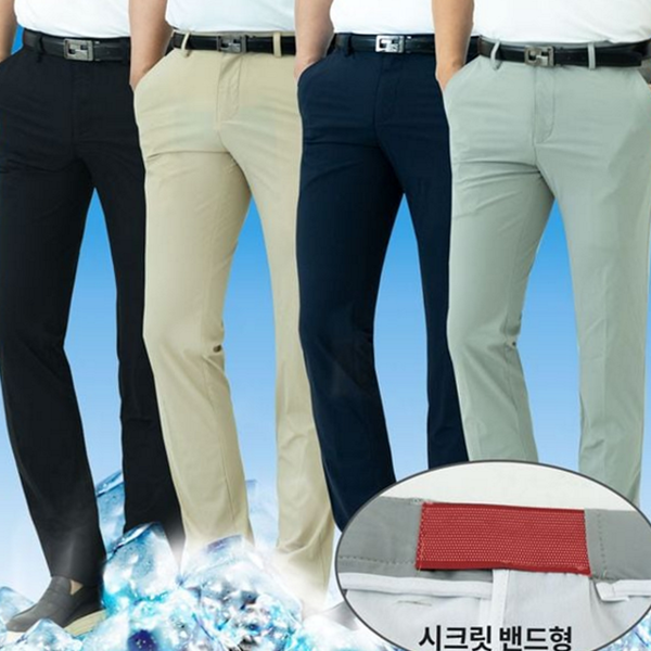 빅사이즈 남성 냉감 바지 시크릿 남성 여름 슬랙스 - 상품 이미지