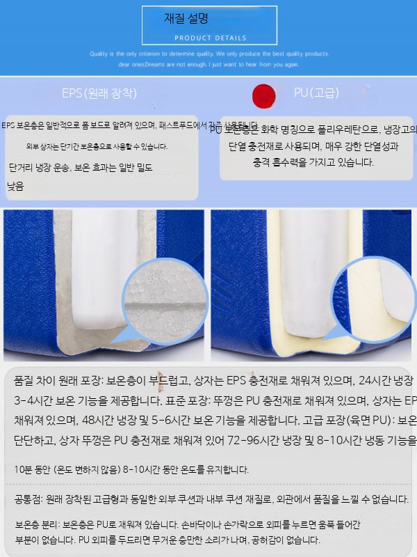 보온보냉 아이스박스 대형 하드쿨러 캠핑용 이동식 보냉박스 휴대용 보관 상자 대용량 피크닉 배달용 음식상자 업소용 단열 보냉백 - 상세 이미지 5