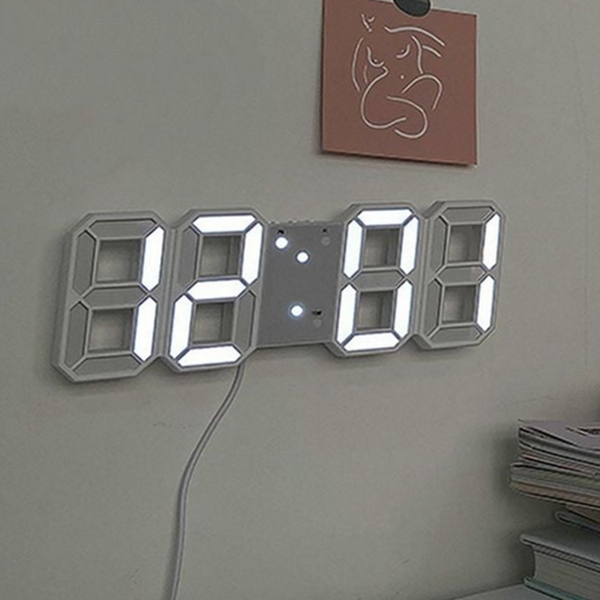 벽걸이 3d 입체 시계 디지털 led 시계 무소음 온도계 날짜 - 상품 이미지
