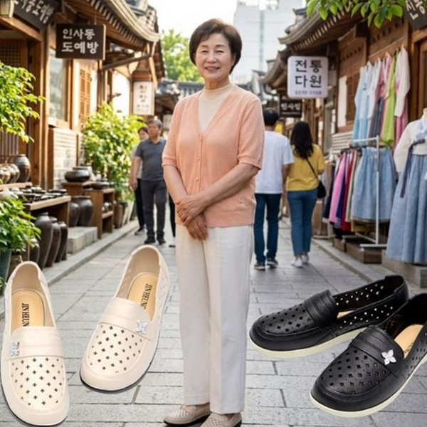 데일리 여성 펀칭 단화 캐주얼 펀칭 단화 라운드 플랫 - 상품 이미지