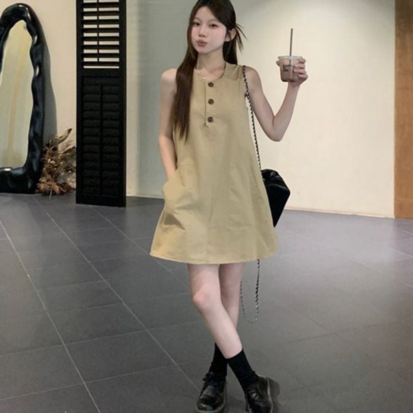 데일리 여성 민소매 원피스 캐주얼 여성 원피스 라운드 여름 - 상품 이미지