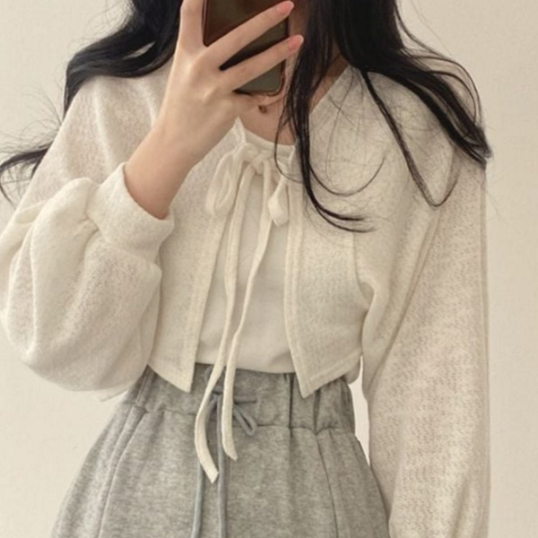시스루 여성 볼레로 가디건 썸머 여성 크롭 가디건 데일리 간절기 - 상품 이미지