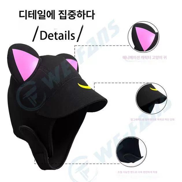 고양이귀 수모 스쿠버 다이빙 캣 모자 스노클링 잠수 서핑 스노쿨링 헤드 커버 - 상세 이미지 4