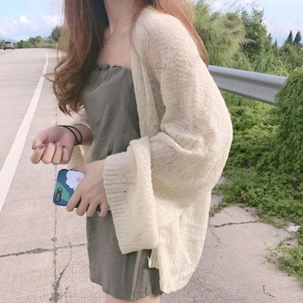 루즈핏 여성 시스루 가디건 얇은 여름 가디건 데일리 비치 - 상품 이미지