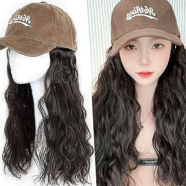 데일리캡 여성 캡 가발 웨이브 여성 모자 가발 일체형 - 상품 이미지