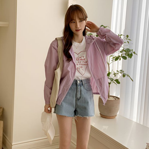 캐주얼 바람막이 점퍼 오버핏 여성 바람막이 점퍼 데일리 후드 - 상품 이미지