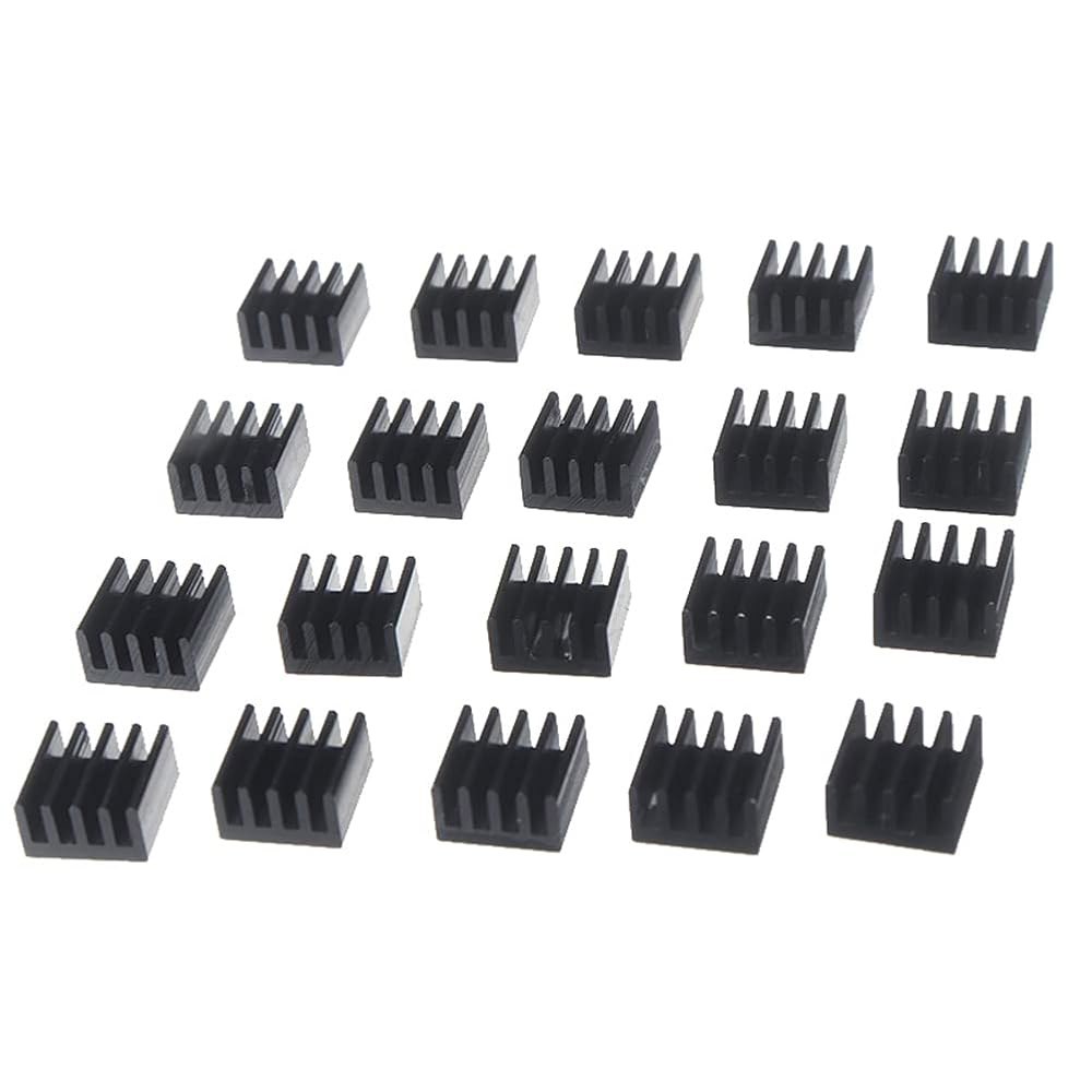 열전도성 접착 테이프가 있는 Jienk 20PCS 블랙 알루미늄 방열판, 냉각용 9 9 5mm VRM GPU 스테퍼 드라이버 MOSFET VRam 레귤레이터 - 상세 이미지 2