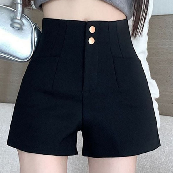 데일리 하이 웨스트 반바지 투버튼 여성 숏 팬츠 슬림핏 정장 - 상품 이미지