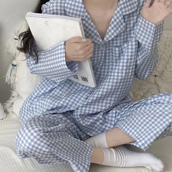 루즈핏 여성 잠옷 상하의 잠옷 세트 봄가을 - 상품 이미지