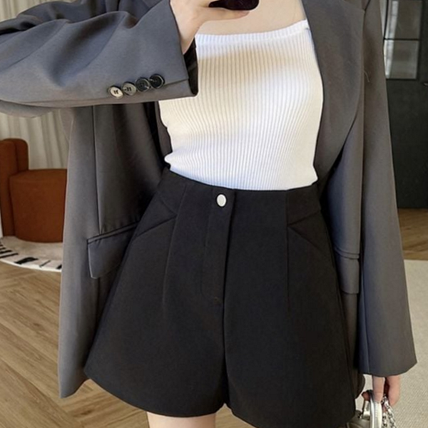 데일리 여성 하이 웨스트 반바지 오피스 여성 숏 팬츠 정장 - 상품 이미지