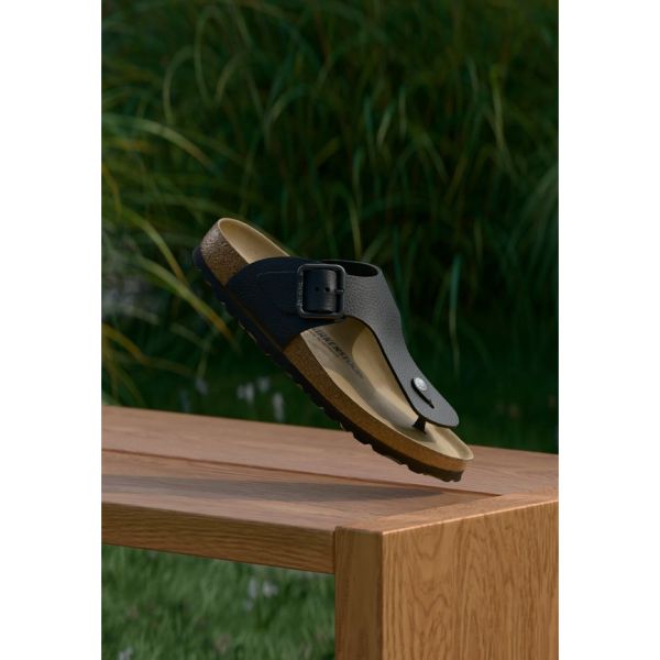 버켄스탁 람세스 빈티지 내로우 레더 T스트랩 남성 샌들 블랙 - 상품 이미지
