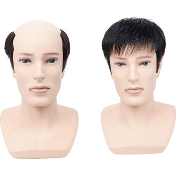 인모 남성 부분 가발 정수리 부분 가발 피스 커버 - 상품 이미지