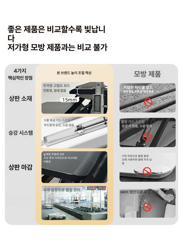 전동 스탠딩책상 데스크 리프팅 승강식 워크스테이션 입식 사무용 높이조절 컴퓨터 테이블 - 상세 이미지 2