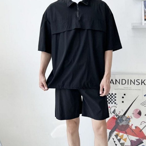 오버핏 남성 아노락 상하의 남성 트레이닝 반바지 여름 - 상품 이미지