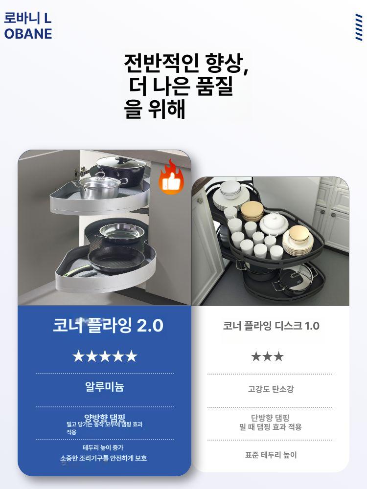 땅콩장 수납장 씽크대 슬라이딩 하부장 주방 코너 캐비닛 스윙 서랍 - 상세 이미지 4