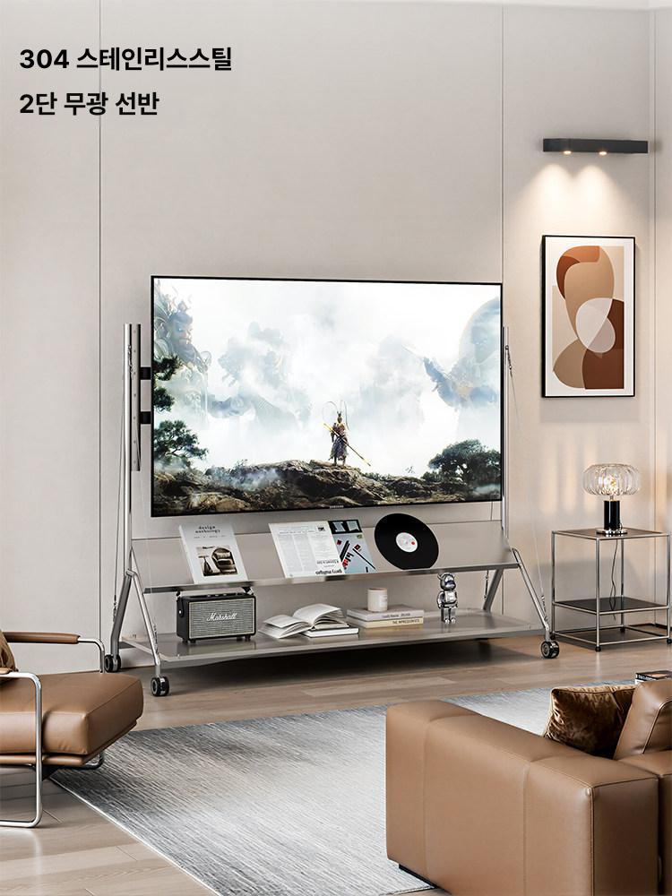이동식 대형 TV 거치대 무빙 스탠드 LG 삼성 티비 호환 이젤형 75 85인치 - 상세 이미지 3