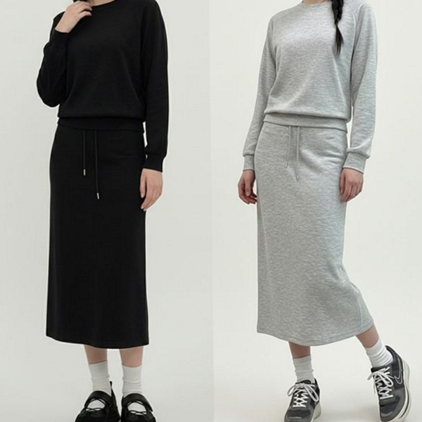 데일리 여성 맨투맨 롱 스커트 캐주얼 여성 캐주얼 상하 - 상품 이미지