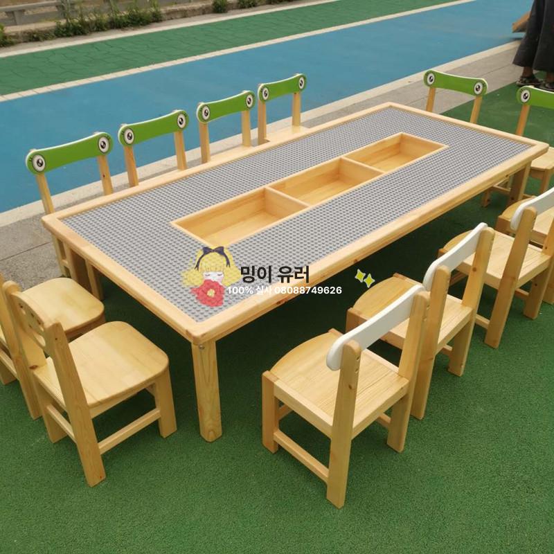 원목 테이블 대형 창업 데스크 블럭 놀이방 조립식 펜션 커뮤니티 - 상세 이미지 3