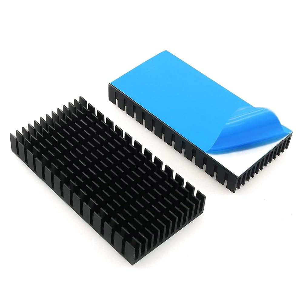 4Pc 히트싱크 80 x 40 11mm 블랙 알루미늄 라디에이터 쿨러, 3D 프린터 모터용 열전도 접착 테이프 냉각 핀, 열전 펠티어 - 상품 이미지