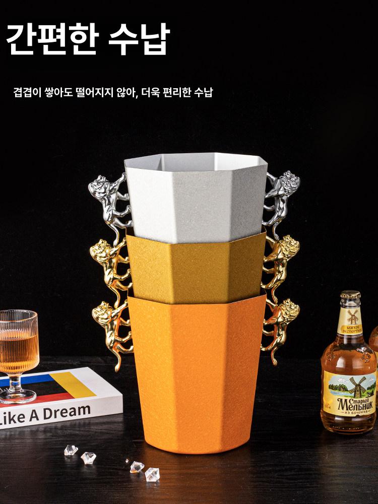 와인 칠러통 샴페인 버킷 홀더 양동이 블랙골드 칠링버킷 바스켓 대형 경사 쿨러 펍 스버킷 - 상세 이미지 2